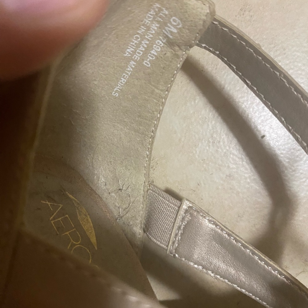 AEROSOLES Beige faux-leather upper Dress party Sandals Block heel Size 6 - Picture 7 of 8